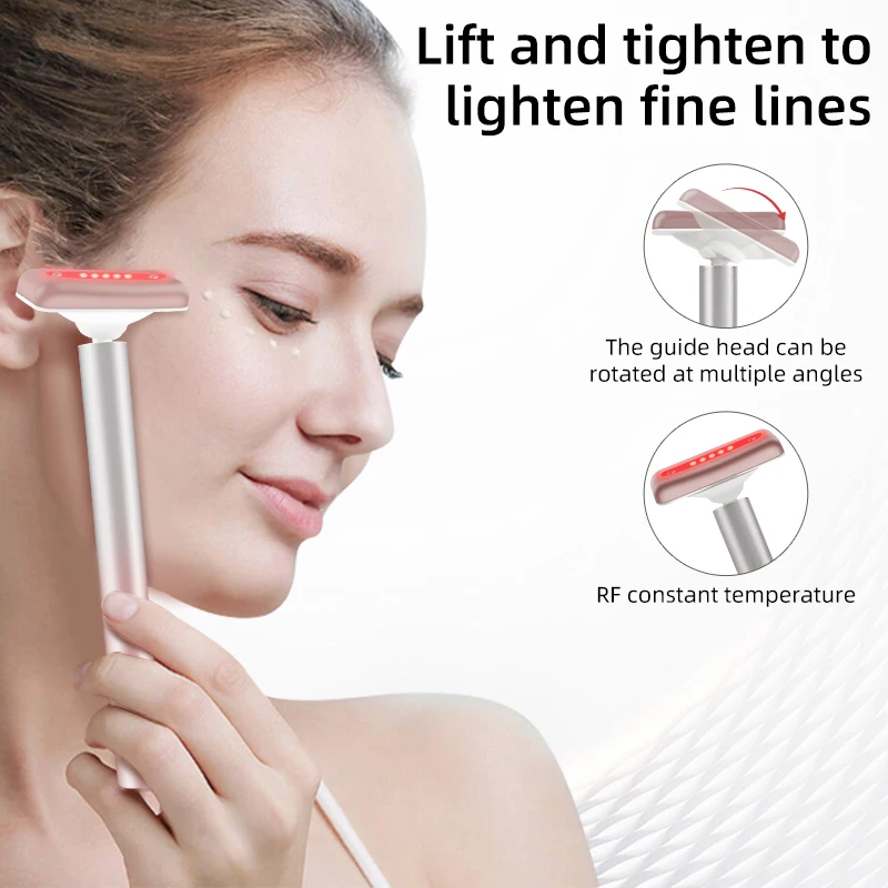 Microcurrent EMS Facial Wand Face Massager Red Ligh Facial Fade Eye Line Magic Dark Circle Wand Therapy Infrared Beauty Device