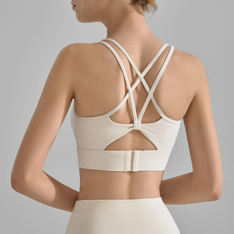 

Fixed Pad Sports Bra Underwear High-strength Double Shoulder Straps Shockproof Running Bra Gym Push Up Lingerie Yoga Fitness Bra