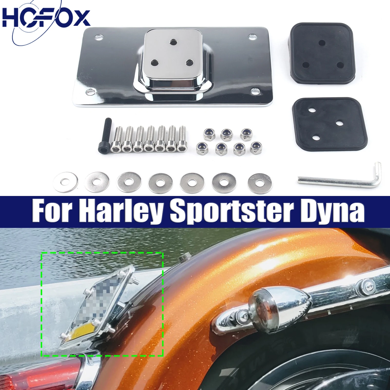 

3 Holes Motorcycle Laydown License Plate Mount Steel License Plate Mounting Bracket Replacement for Big Twins 1973-Up