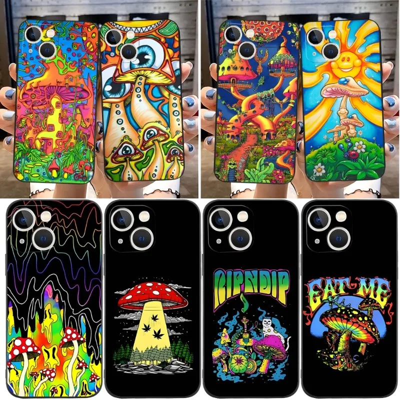 Aesthetic Trippy Mushrooms Phone Case Funda For Apple Iphone 12 Pro 13 11 14 Max Xr X Xs Mini 6 6s 7 8 Plus Design Back Cover