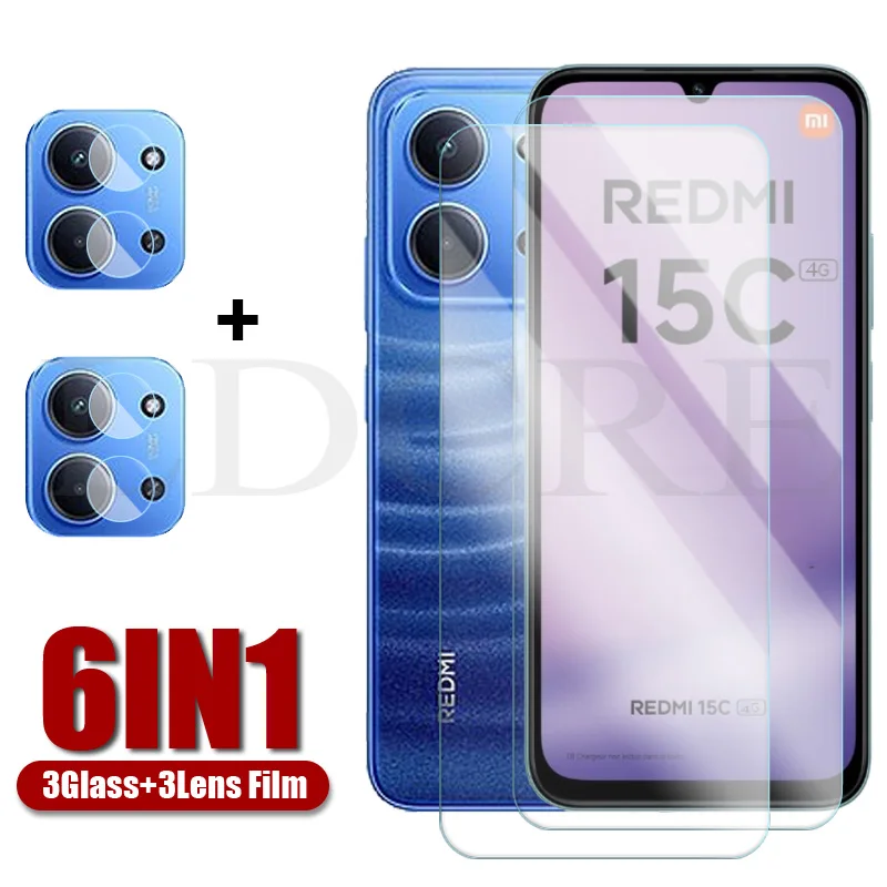 For Xiaomi Redmi 15C 4G Glass For Xiaomi Redmi 15C 4G Screen tempered Protective glass Camera Len Film For Xiaomi Redmi 15C 4G