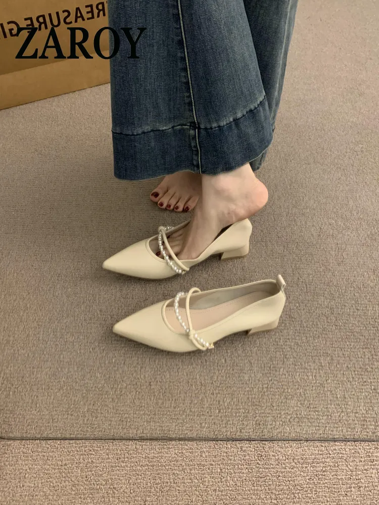 【Outlet Clearance】Pointed-toe Mary Jane women's 2026 Spring and Autumn New French pearl chain Single shoes for women