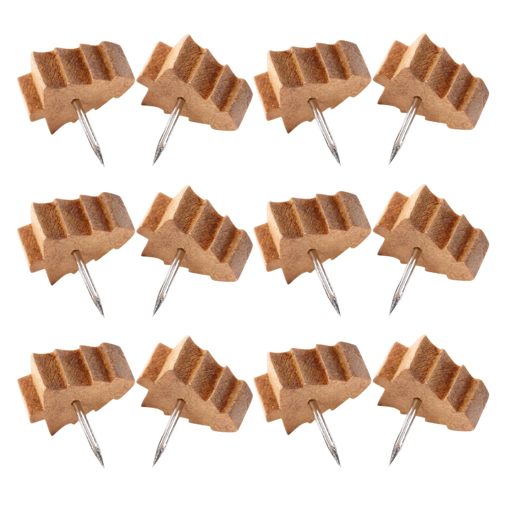 

80pcs Pattern Pins Wooden Decorative Craft Project Push Tacks Home Christmas Wood Pins Map Cork Board Photo Wall