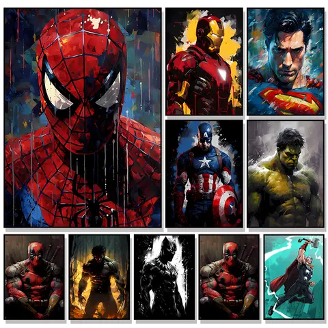 Pôster de arte em tela do filme da marvel, anime, super herói, homem de ferro, pintura em tela, decoração de parede de casa, impressões e presentes para crianças