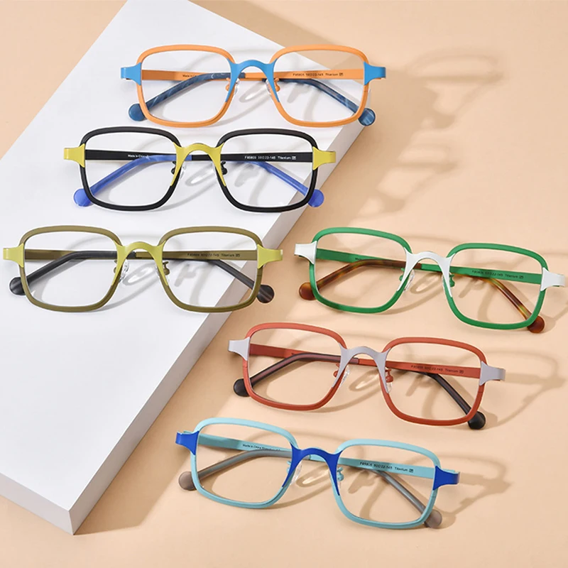 

Ultra Light Pure Titanium Square Glasses Frame Color Matching Men Myopia Prescription Eyeglasses Women Optical Reading Eyewear