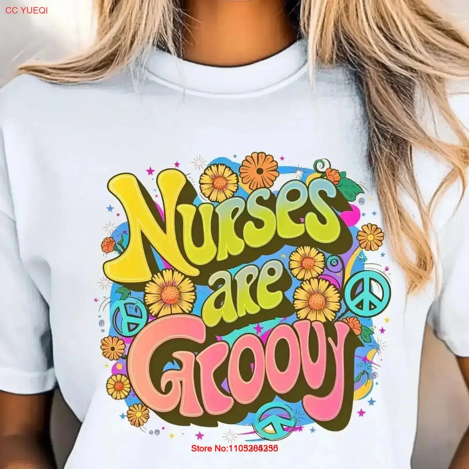 Retro Nurses Are Groovy T Shirt Hippie Style Nurse Vintage 70s Top Washed Slightly homme fashion Stylish graphic vintage Casual