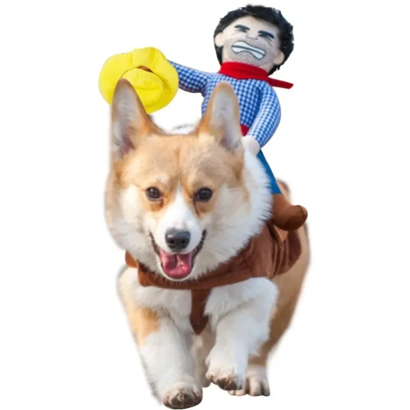 Disfraz de silla de montar de caballo para perro, disfraz de vaquero para mascota, divertido disfraz creativo de Halloween para perro y gato, ropa que se adapta a cachorros, perros medianos y gatitos