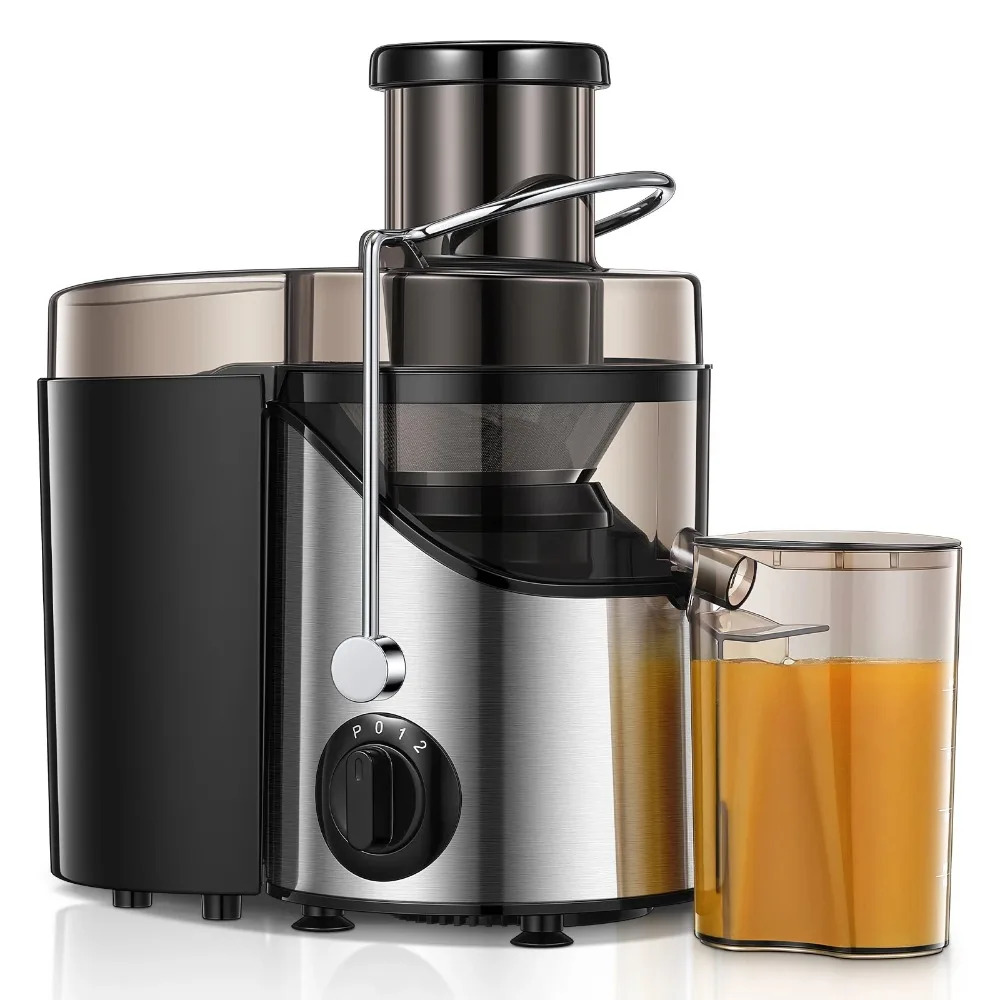 

2025 NEW Juicer Machine Easy to Clean, 3" Feed Chute for Whole Fruit and Vegetable, Brush, Silver