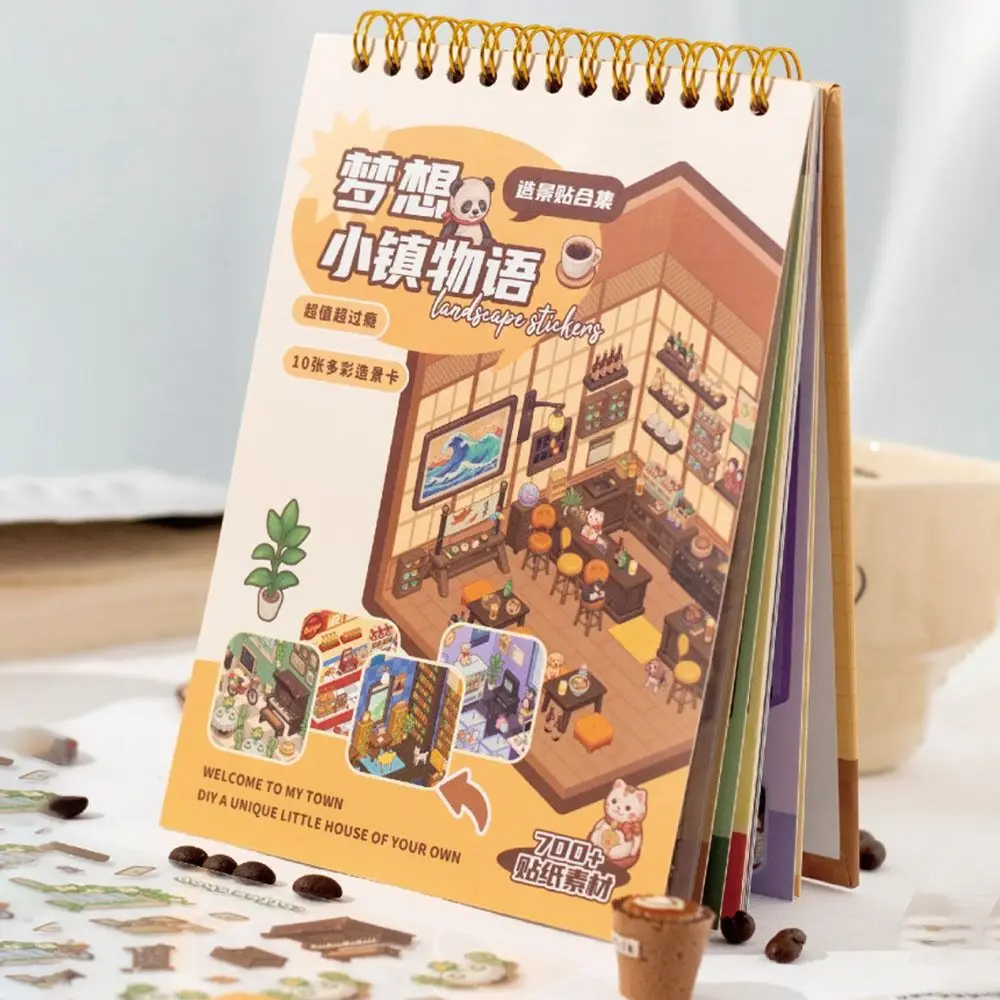 10 pezzi nuovo libro di adesivi paesaggistici 10in1 impilabili visivi fai da te collezione di scene in miniatura adesivi paesaggistici regali per bambini