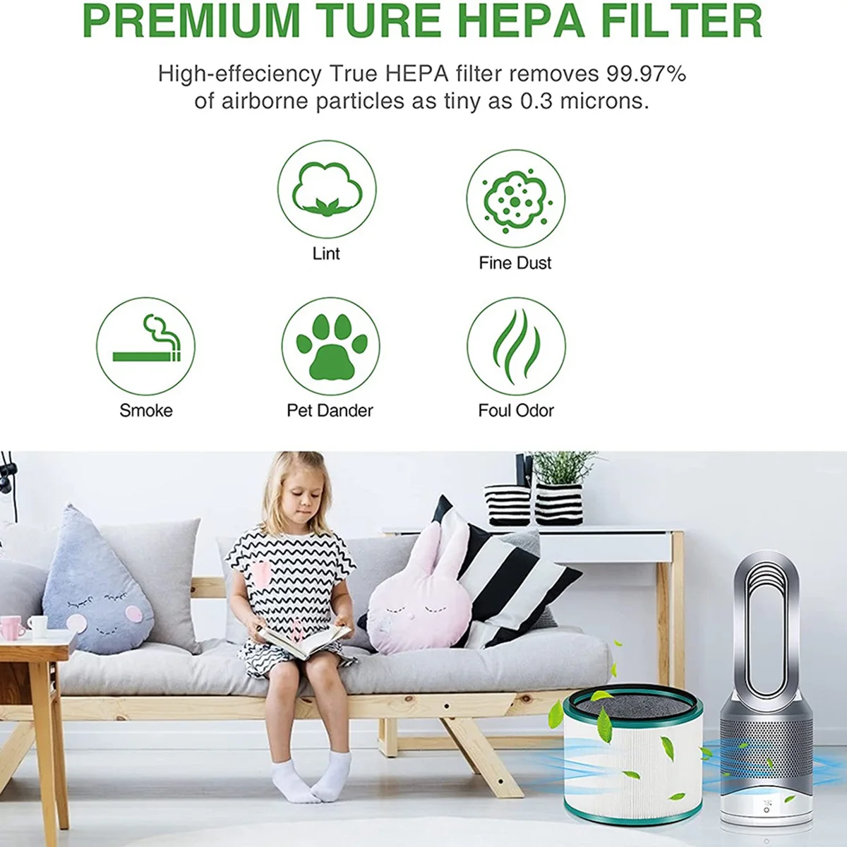 (ABZD) Filtro de repuesto para purificador de aire de escritorio Dyson Pure Cool HP03 DP01 DP03 y ventilador HP00 HP01 HP02 Pure Hot, Cool Link Clean