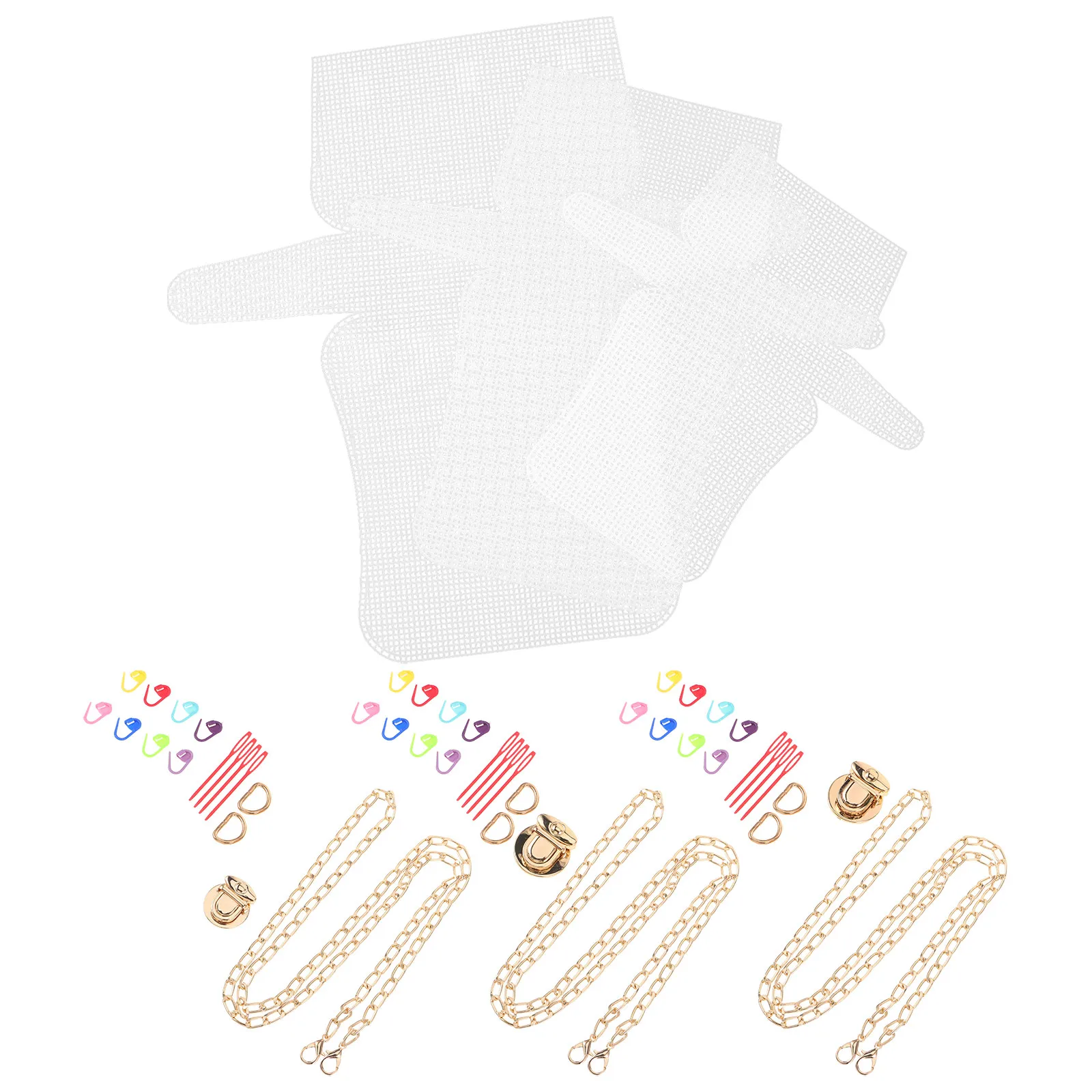 

3Sets Plastic Mesh Sheets for DIY Crochet Bag Making Canvas Purse Craft Kit Quilting Accessories Handmade Tote Embroidery Bag
