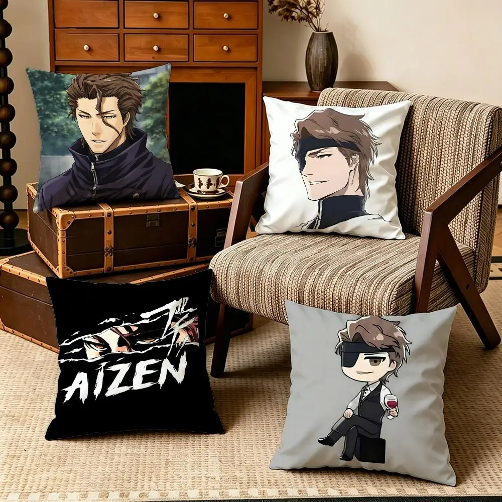 Anime-Sosuke AizenS Cushion Cover Soft Velvet Cushion Cover Set 4Pcs 50x50 45x45 40x40 – Zipper Pillowcase for Home Deco