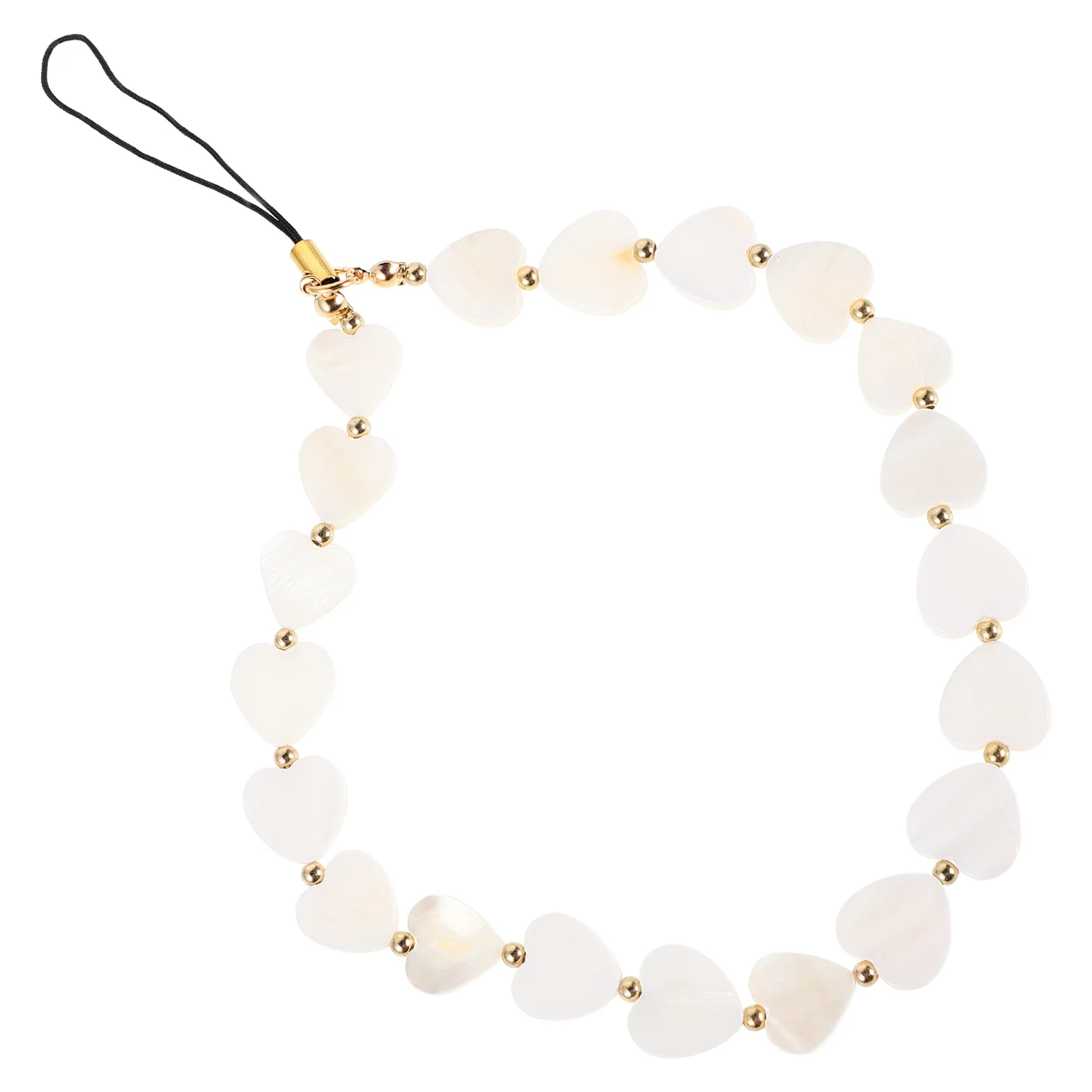 Cute Heart Beaded Phone Chain Keychain Faux Pearl Material Chain Versatile Mobile Pendant Suitable For Phone Case Accessories