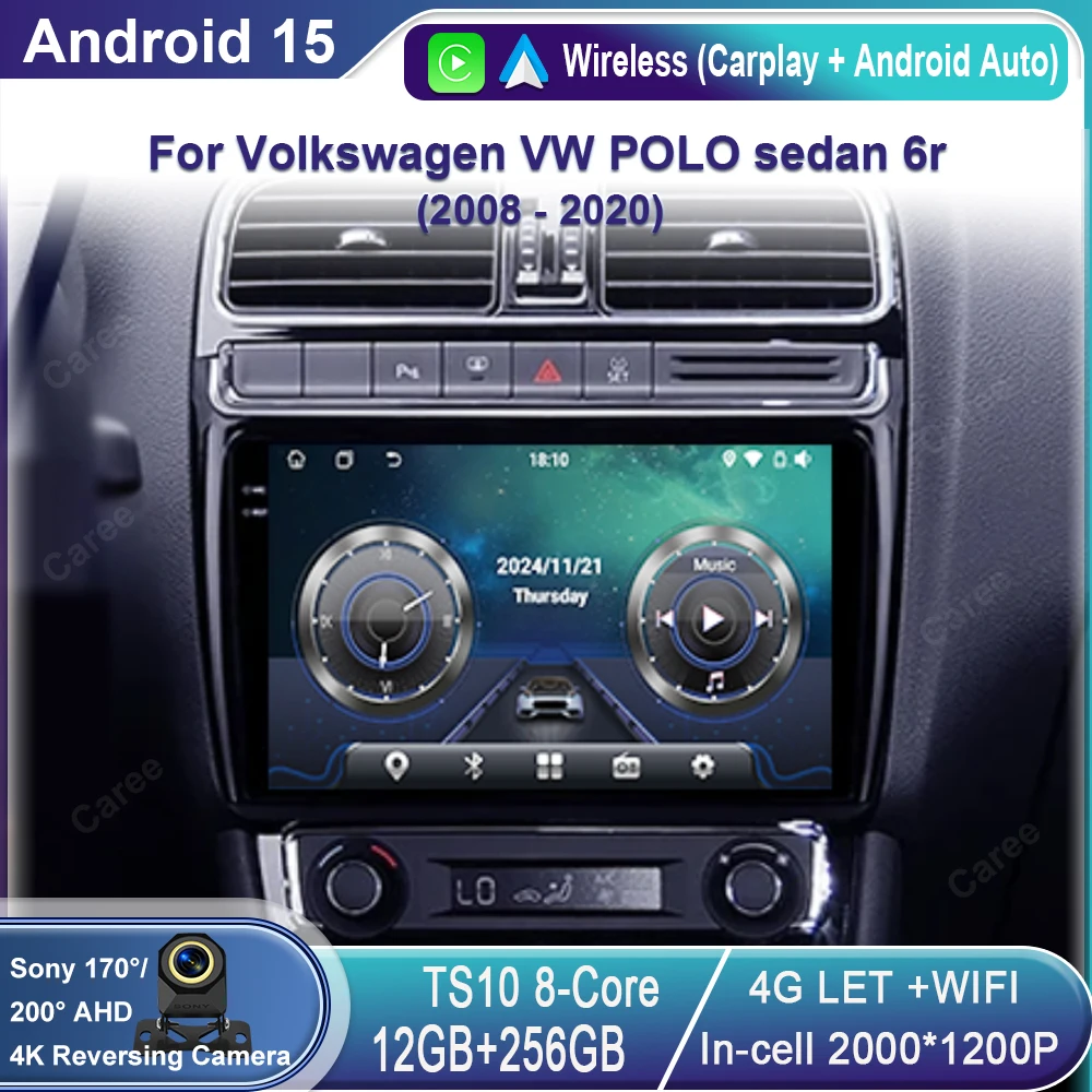 

Android 15 авто радио 2Din CarPlay мультимедийный видеоплеер для Volkswagen VW POLO седан 6r 2008-2020 GPS-навигация автомобильный радиоприемник 4G
