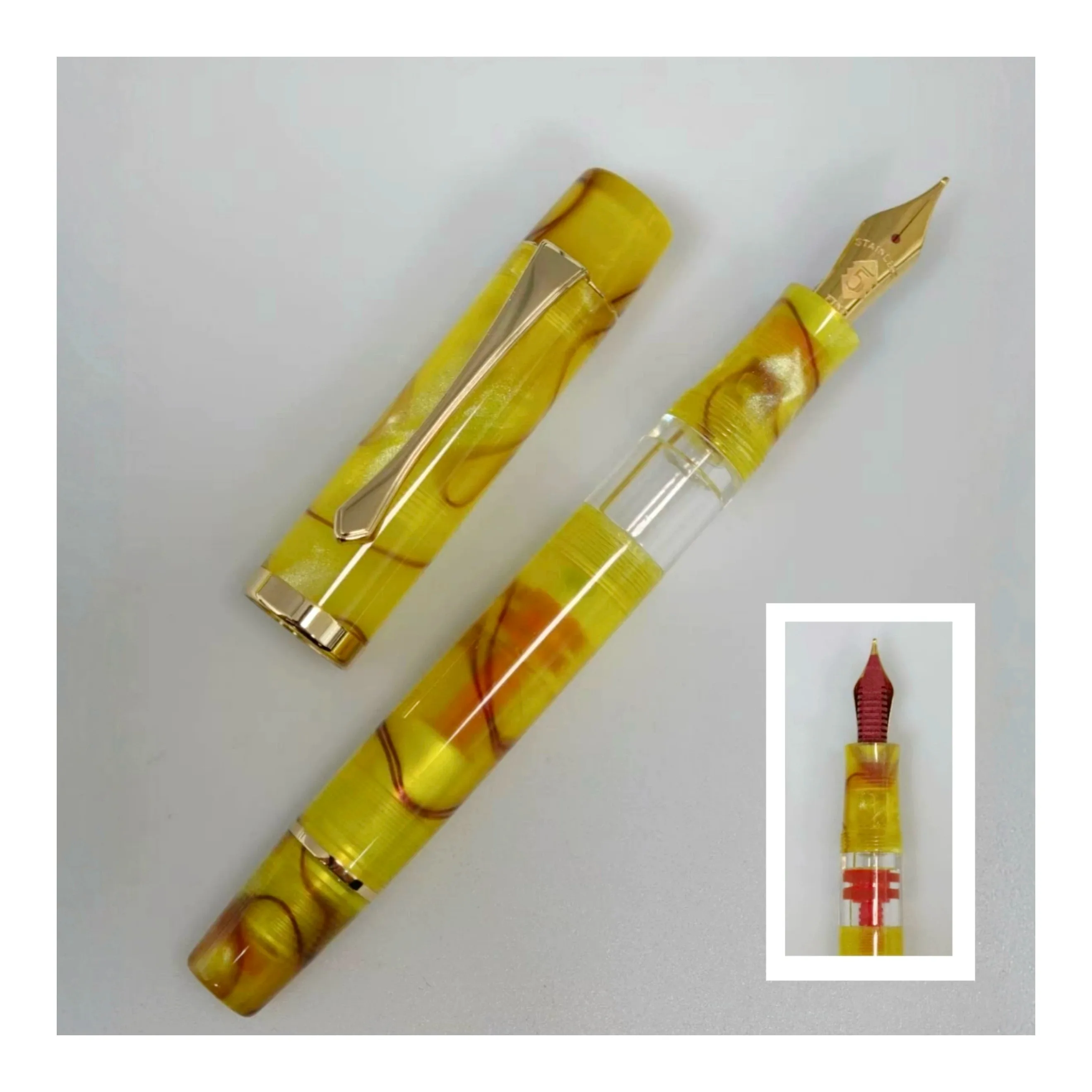 Yongxu 105 Classic Piston Fountain Pen Acrylic And Ebonite Material 14K Gold Nib Ebonite Feed Compatible Pelikan M400 Writing