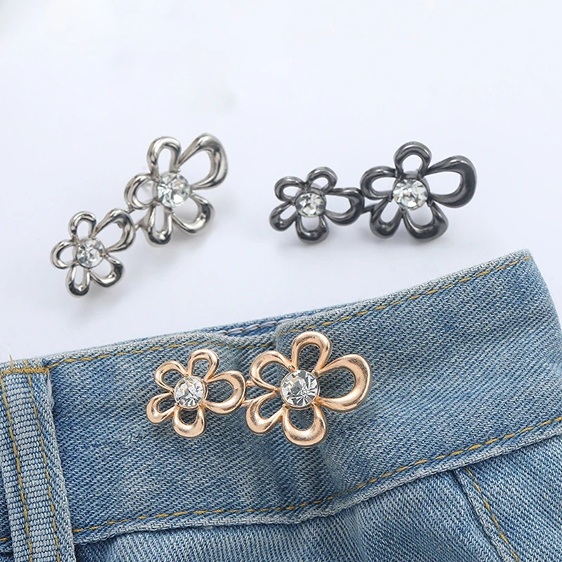 Pants Skirts Flower Button Adjuster Waist Tightener Adjustable Waist Buckle Jeans No Sewing Required Waist Tightening Tools