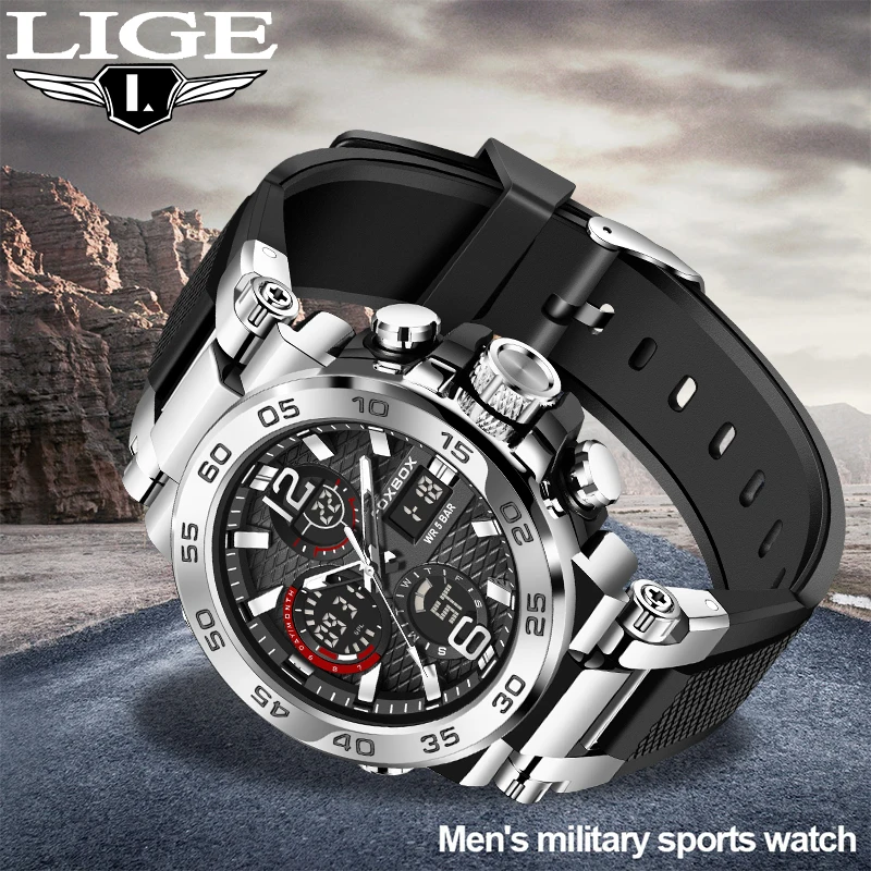 

Original Brand LIGE Luxury Watches For Men Quartz Fashion Digital Wrist Watch Silica Gel Military Sport Waterproof Clock 2023