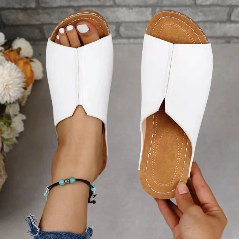 2024 Summer Women\'s Slippers Outdoor Roman Sandals Fashionable and Comfortable Women\'s Shoes Wedge Beach Slippers Slides