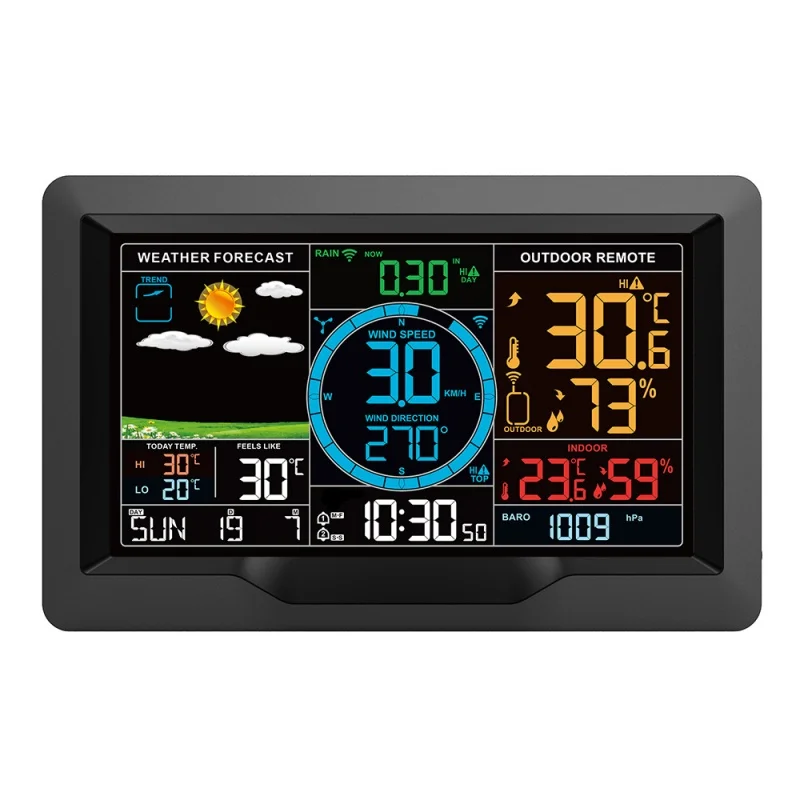 Wifi Tuya Weather Station Alarm Digital Wind Speed Direction Rainfall Light Index Air Quality Temperature Humidity Meter