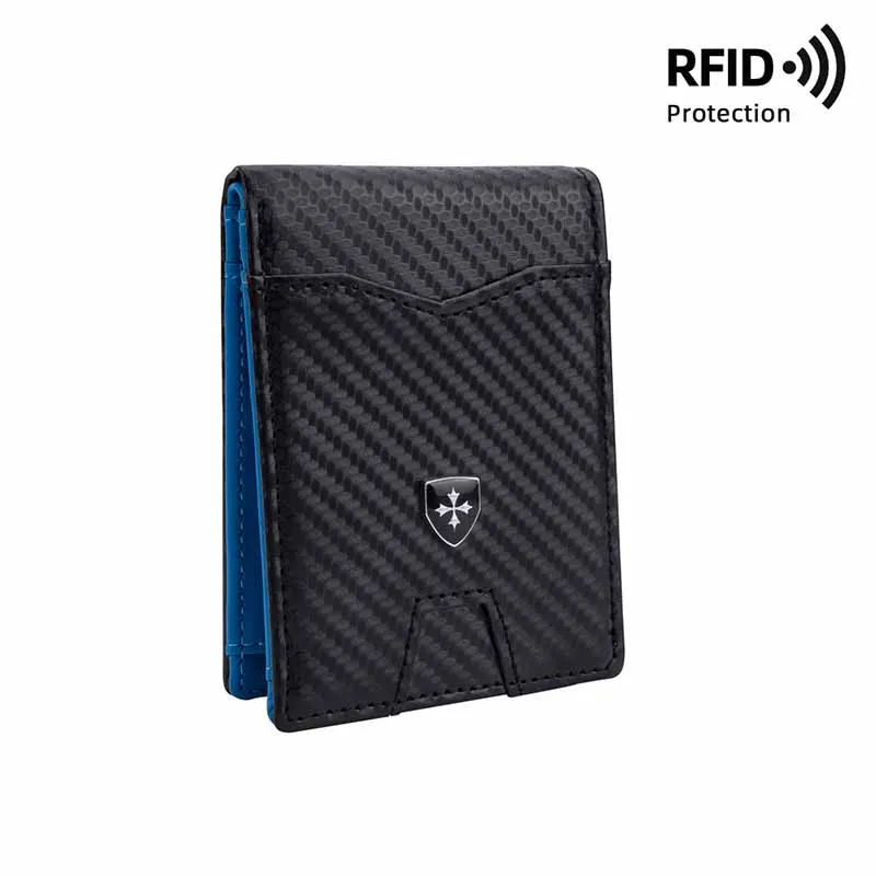 

Luxury Men Wallet Ultra Thin Rfid Leather ID Multi Card Holder Business Carbon Fiber Wallet Short Desigh High Quality Billfold