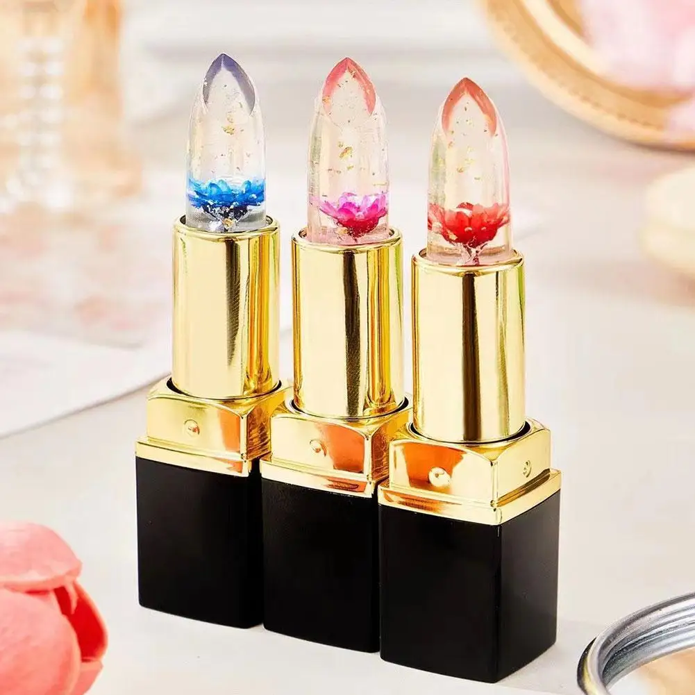 Nuevas flores gradiente jalea lápiz labial creativo señoras labio película hidratante duradera bálsamo para la pérdida de color hidratante coreano T4X4
