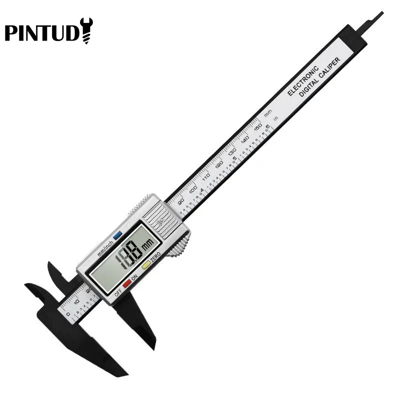 1PC 플라스틱 버니어 캘리퍼 디지털 디스플레이 캘리퍼 미니 텍스트 플레이 캘리퍼 학생 버니어 통치자 0 ~ 150mm 측정 도구