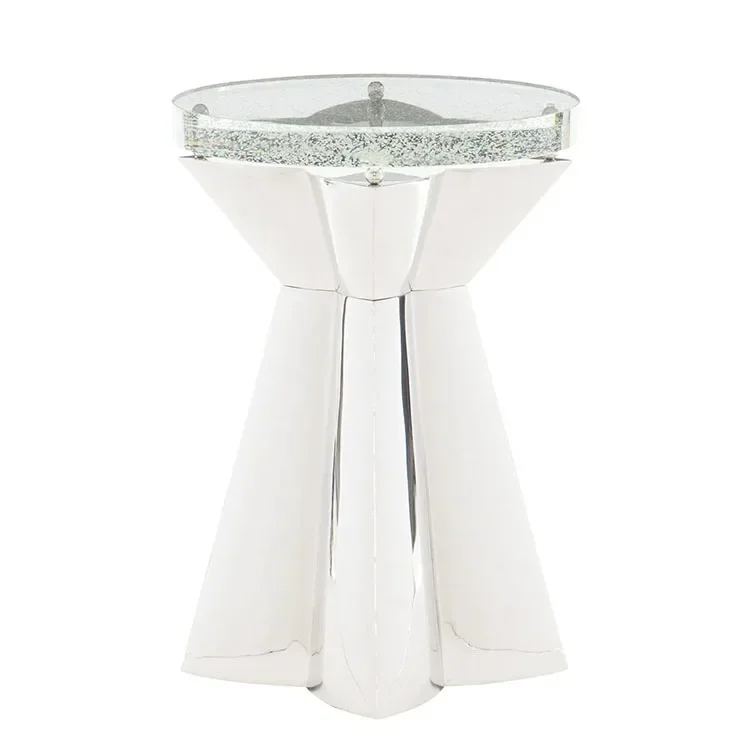 

Villa model room stainless steel mirror small apartment living room sofa edge art acrylic countertop petal corner