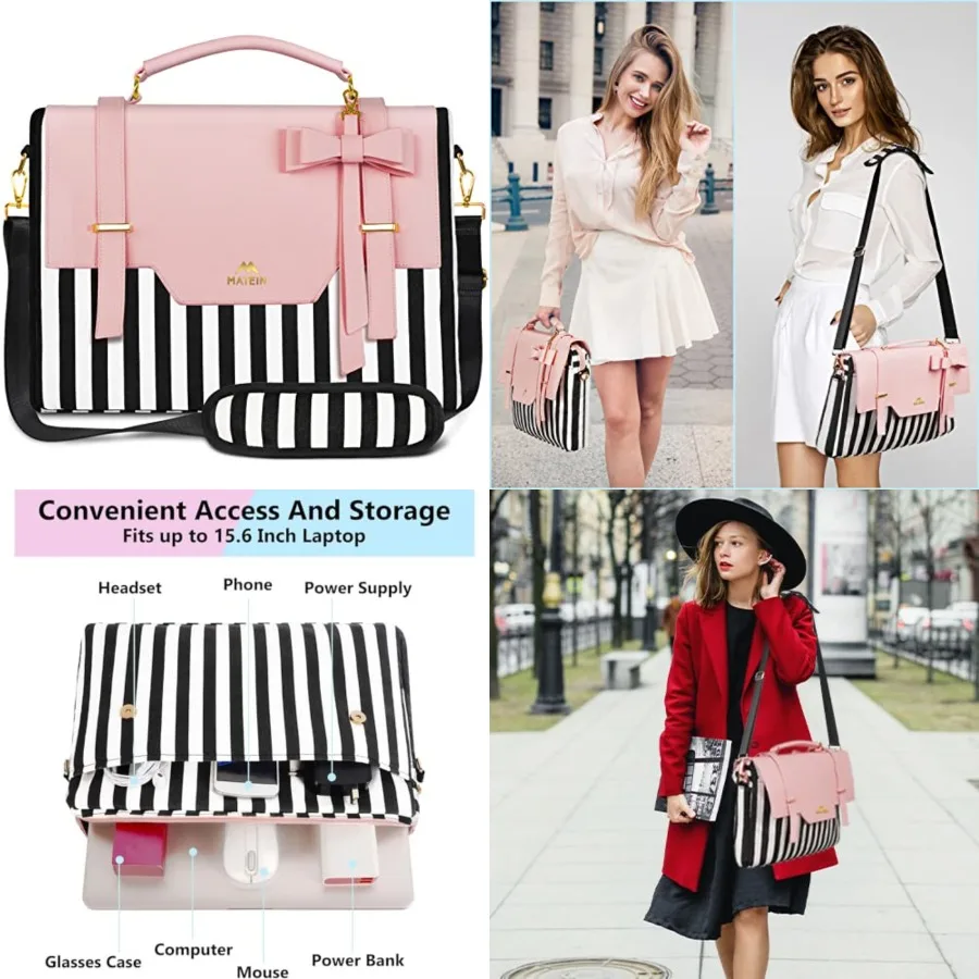 

Laptop Bag for Women, Cute Computer Briefcase Laptop Carrying Case, Lightweight Messenger Sleeves Shoulder Work Tote Bag with B