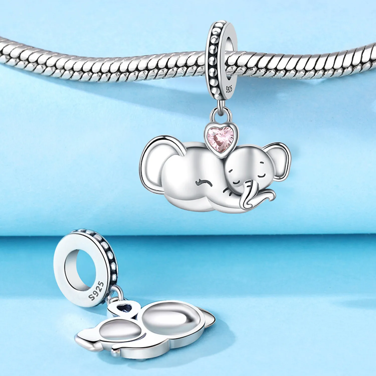 CYMYSS 925 Sterling Silver Charm Cute Animals Bead Elephant Pendant Fit Bracelets Necklace DIY Jewelry Making Party Gift