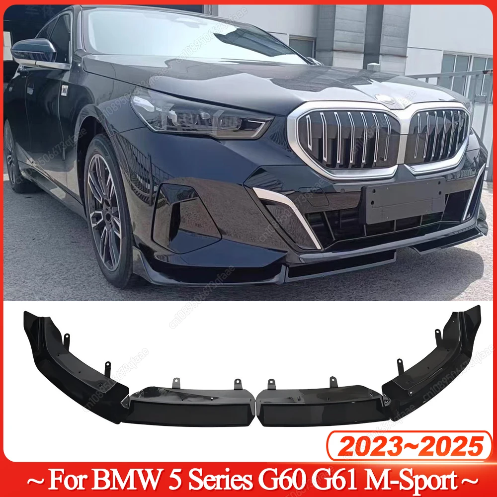 

4PCS Car Front Bumper Lip Diffuser Spoiler Splitter For BMW 5 Series G60 G61 520d 520i 530e 550e i5 M60 M-Sport 2023-2025 Tuning