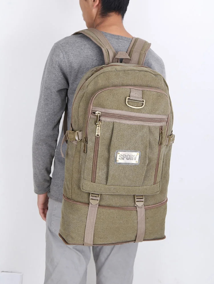 Tas Buku Pelajar Bapa Kapasitas Besar Kanvas Retro Tas Hiking Tas Travel Tas Besar Tas Bahu Lembut