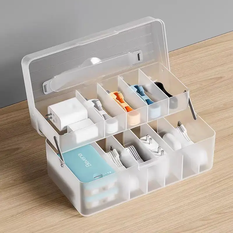 Data Cable Organizer Box With Lid Portable Charge Cable Management USB Cord Sorter Desk Electronic Accessorie Organizer for Home