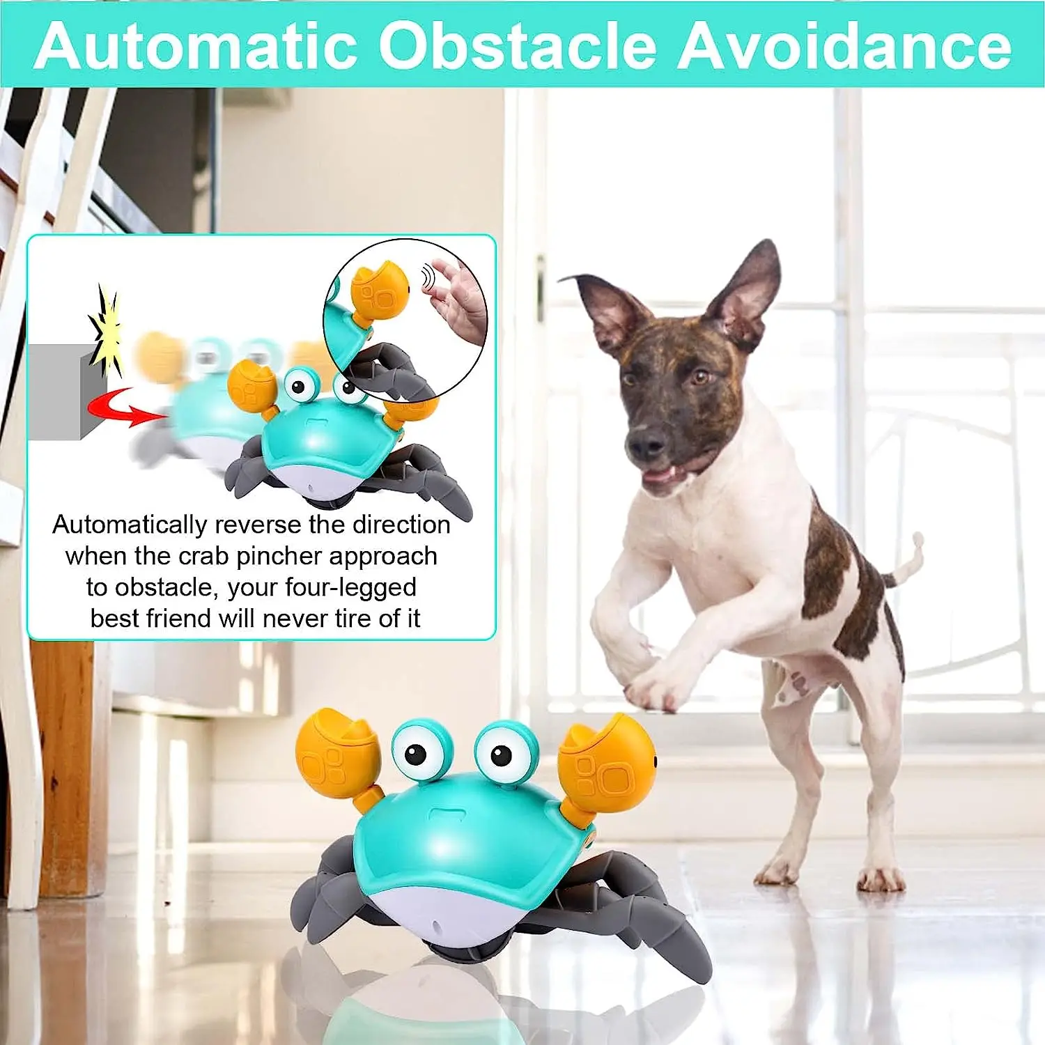 Electric Crawling Crab Dog Toys Rechargeable Obstacle Avoidance Sensor Sound Pet Toy For Puppy Cat dog Pet Product