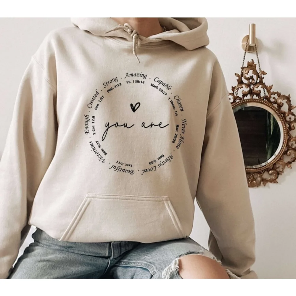 You Are Bible Verse Hoodie Inspiration Bible Powerful Women's Day Sweatshirt Strong Women Womens Day Hoody Christian Hoodie