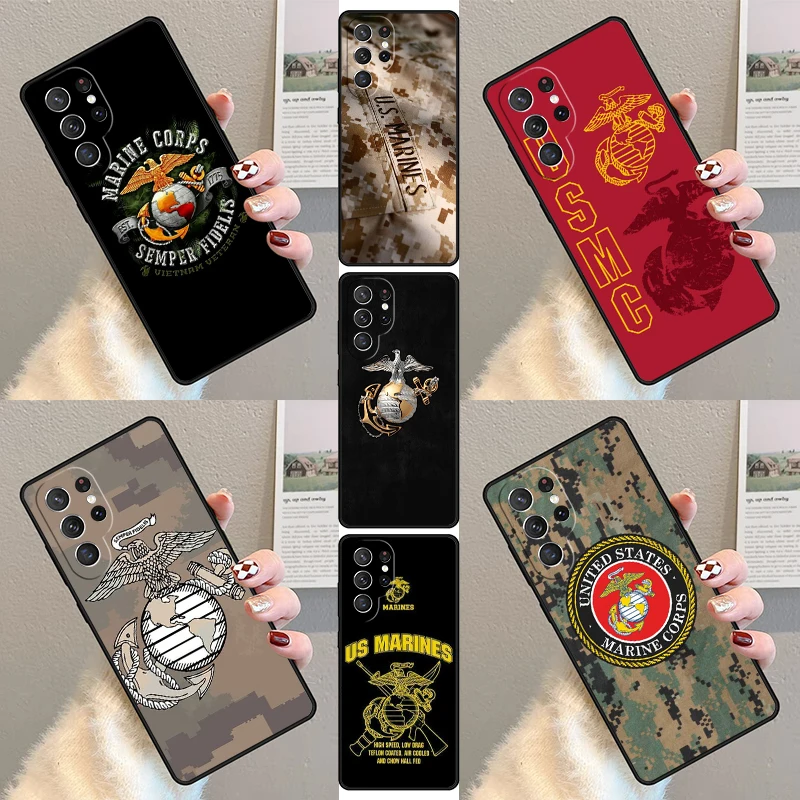 USMC Marine Corps Phone Case For Samsung Galaxy S25 S23 S30 S21 S20 FE S24 S22 Ultra Note 10 20 Plus Silicone Cover lite