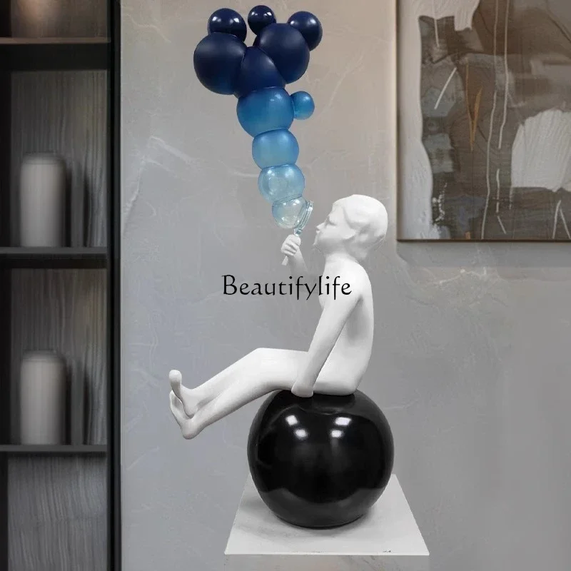 

FG52Modern abstract bubble blowing figure floor ornament living room decoration