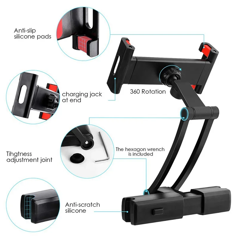 Car Phone Tablet Holder Rear Retractable Holder Rear Phone Holder Rear Pillow Adjustable Holder Rear Holder, Red