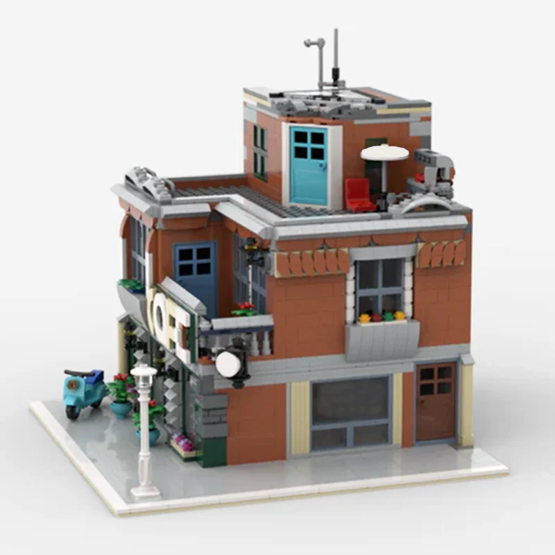 1784PCS MOC-10264 Creative Street View Cafe Modular Model Architecture Building Block Education Assembly Model Kids Toys Gift