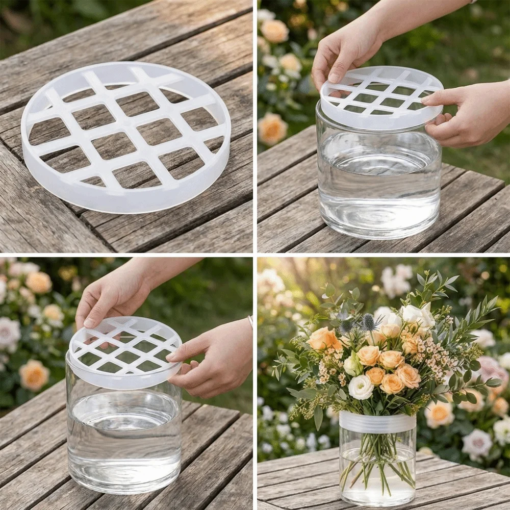 Stretchable Silicone Blossom Grid Washable Reusable Floral Stem Holder Flexible Silicone Flower Grid Flower Arrangement