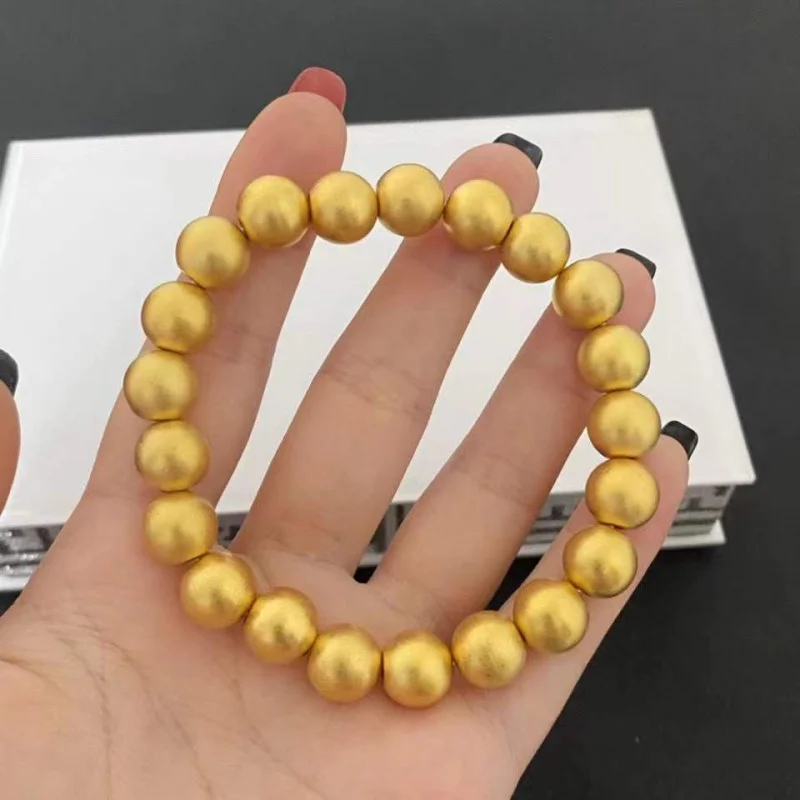 

Authentic Vietnamese matte gold round bead bracelet, non-fading, unisex style