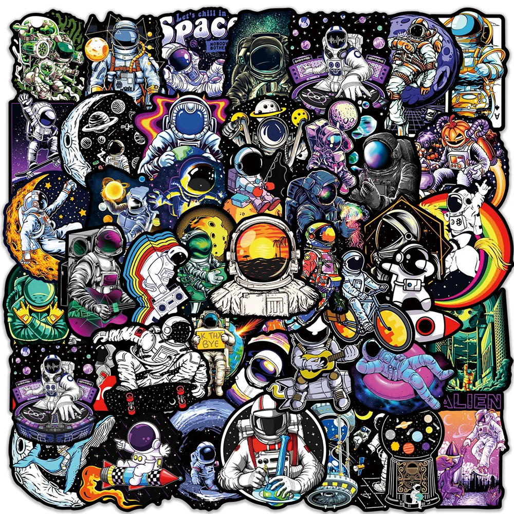 10/30/50pcs Outer Space Astronaut Stickers Graffiti Cartoon Decals DIY Phone Skateboard Fridge Suitcase Waterproof Sticker Toys