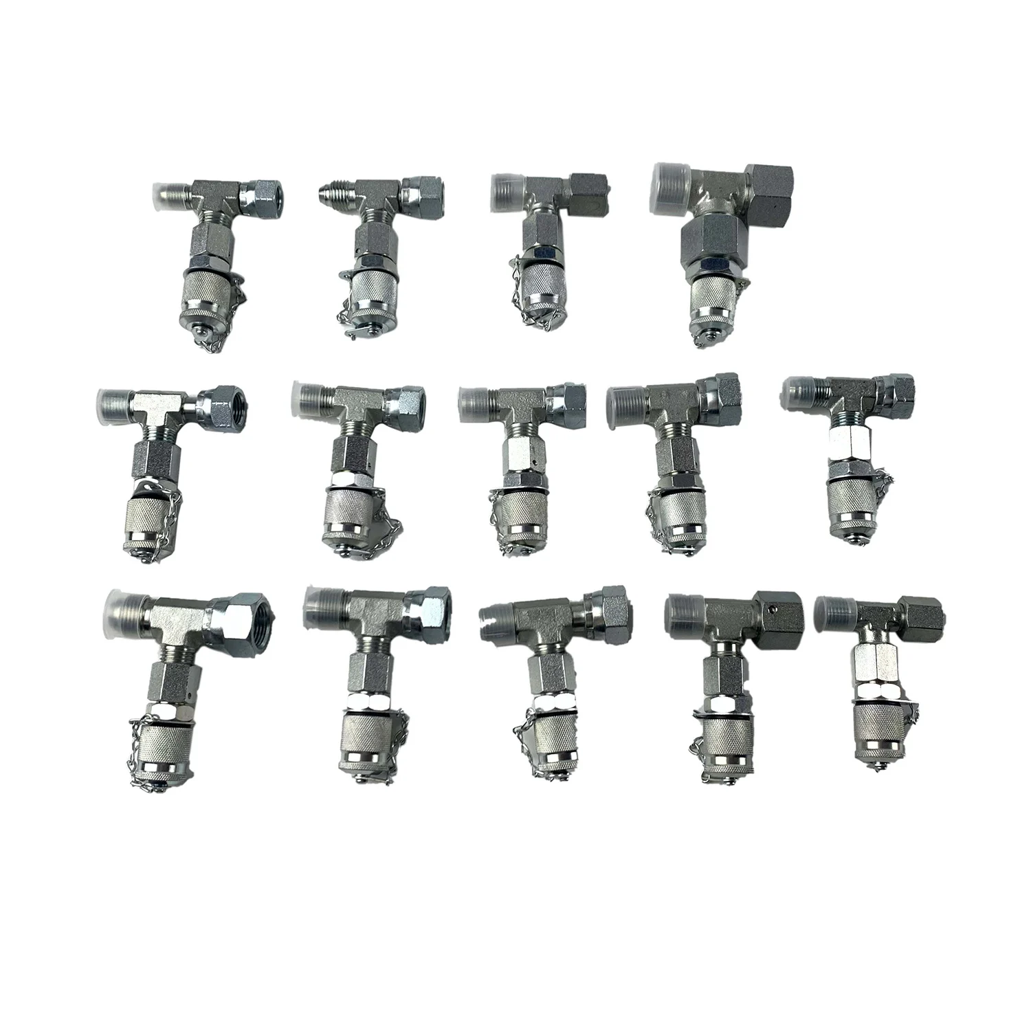 14pcs Tee Fittings Connector Set for Hydraulic Pressure Gauge Test Kit with 1 Year Warranty