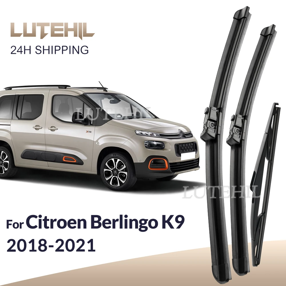 

For Citroen Berlingo K9 2018-2021 2019 2020 Wiper Front & Rear Wiper Blades Windshield Windscreen Window Brushes 24"+17"+14"