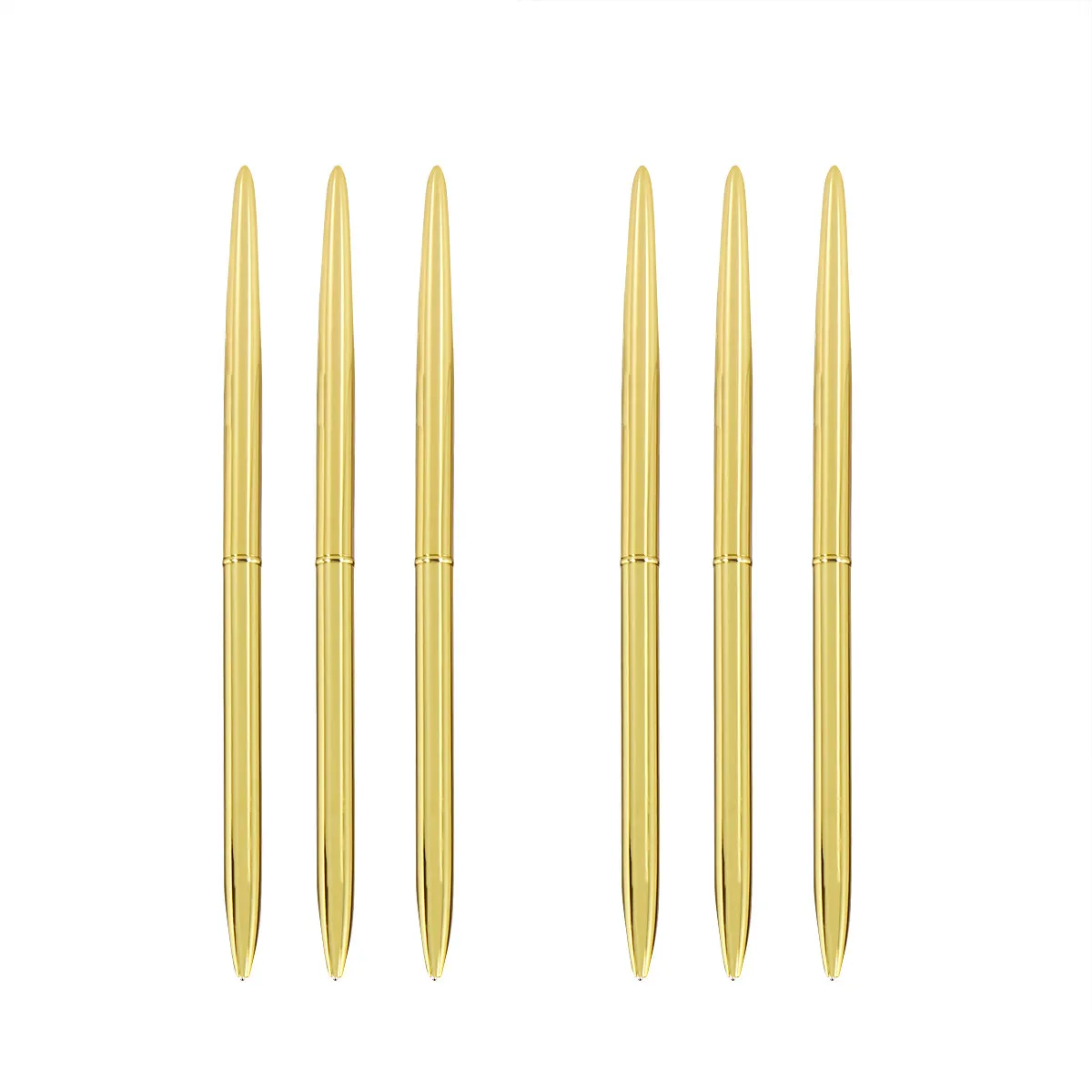 6Pcs Silver Metal Ballpoint Pens – Lightweight, Sleek Design for Office, School & Gift Use
