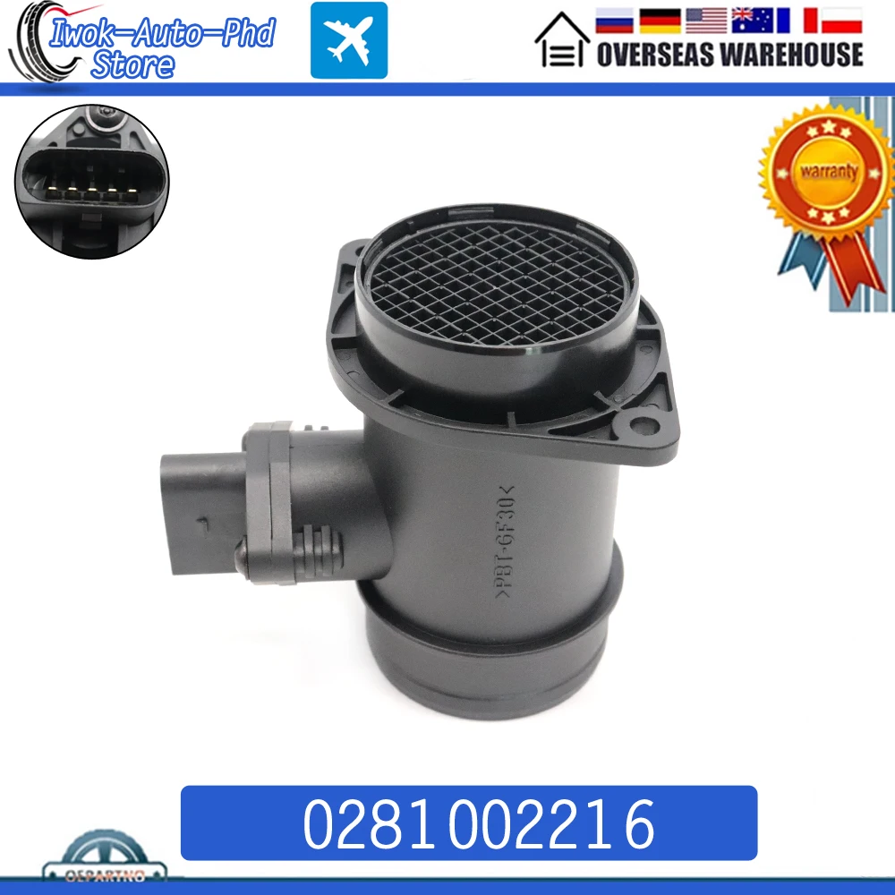 0281002216 MAF MASS AIR FLOW METER SENSOR For Audi A4 A6 B5 C5 Volkswagen Transporter Caddy Passat LT Polo 3B5 1.9 TDI 1995-2005