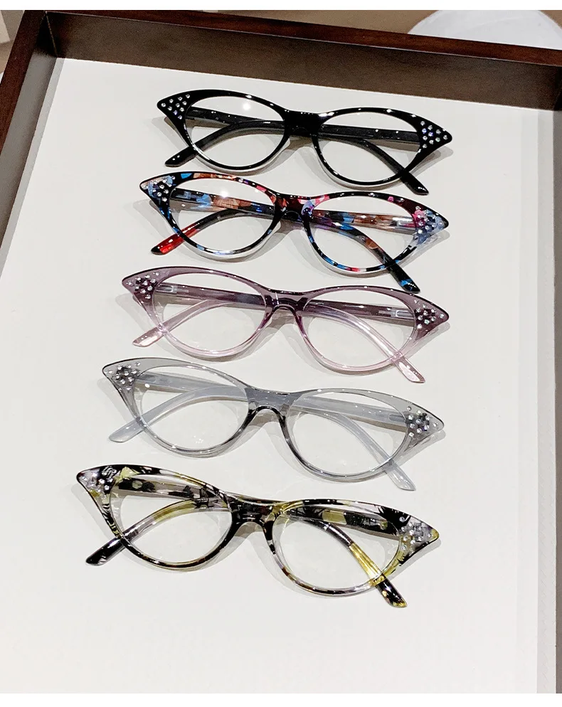 Neue Lesebrille Mann Frau Cat Eye Strass Leser Unisex Mode Blockieren Blau Licht Brillen Bunte Brillen – Detail 9