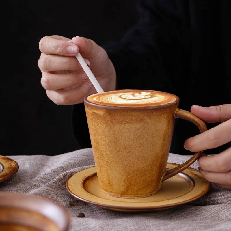 Taiwan Handcrafted Rock Clay Mountain Rough Pottery Retro-style Coffee Cups, Ceramic Taza, Japanese-style Drip Coffee Châssis
