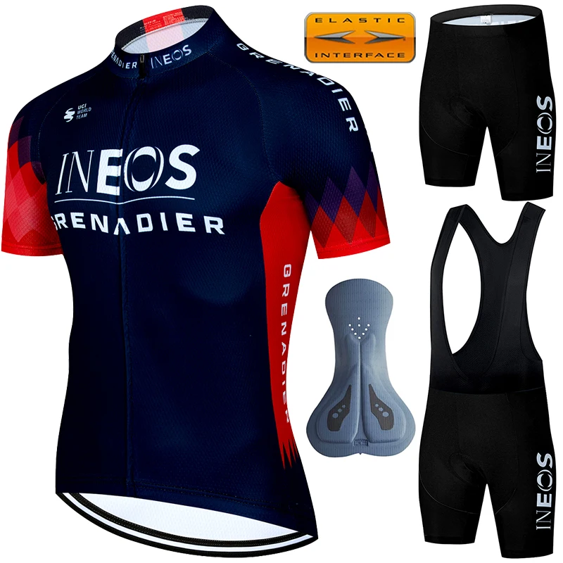 

INEOS Cycling Uniform Road Bike Jersey Men Men's Outfit Set Suit Clothes Clothing 2024 Mtb Professional Shirt Pants Gel Bib Male