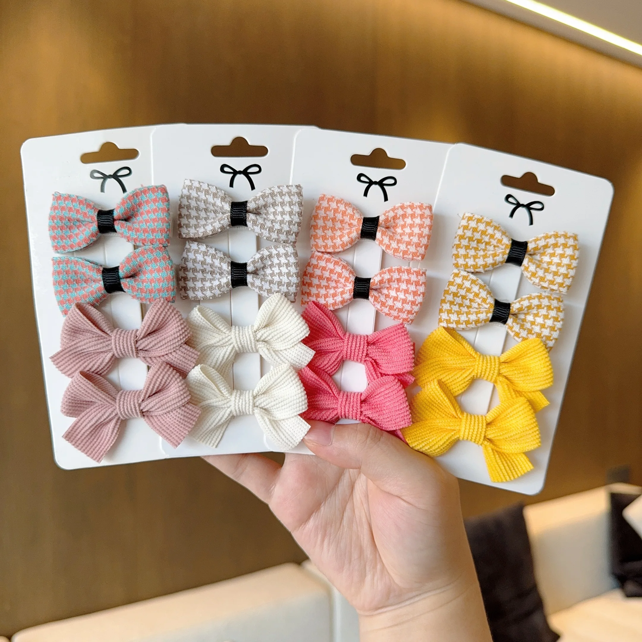 4Pcs/set New Cute Houndstooth Bow Lovely Girls Hairpins Children Headwear Hairgrip Hair Clips Hair Accessories Wholesale