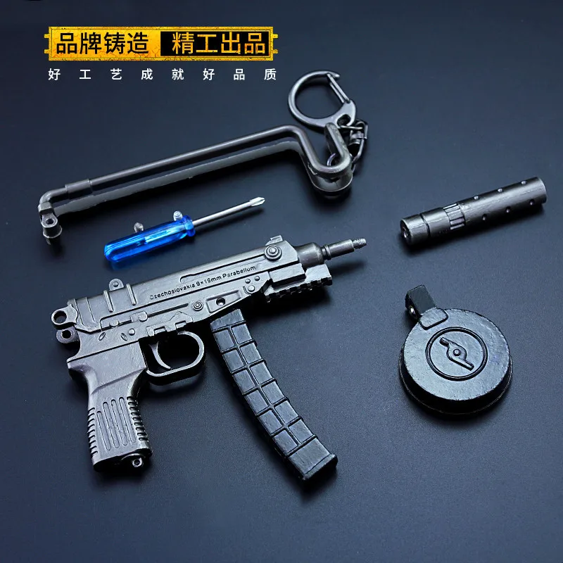 20cm Scorpion Submachine Gun Metal Weapons Miniatures PUBG Game Peripheral Home Ornament Decoration Crafts Keychain Collection